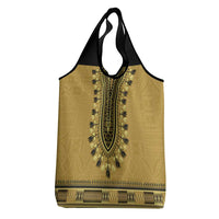 Gold African Dashiki With Fijian Tapa Pattern Grocery Bag