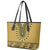 Gold African Dashiki With Fijian Tapa Pattern Leather Tote Bag