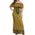 Gold African Dashiki With Fijian Tapa Pattern Off Shoulder Maxi Dress