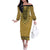 Gold African Dashiki With Fijian Tapa Pattern Off The Shoulder Long Sleeve Dress