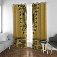 Gold African Dashiki With Fijian Tapa Pattern Window Curtain