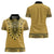 Gold African Dashiki With Fijian Tapa Pattern Women Polo Shirt