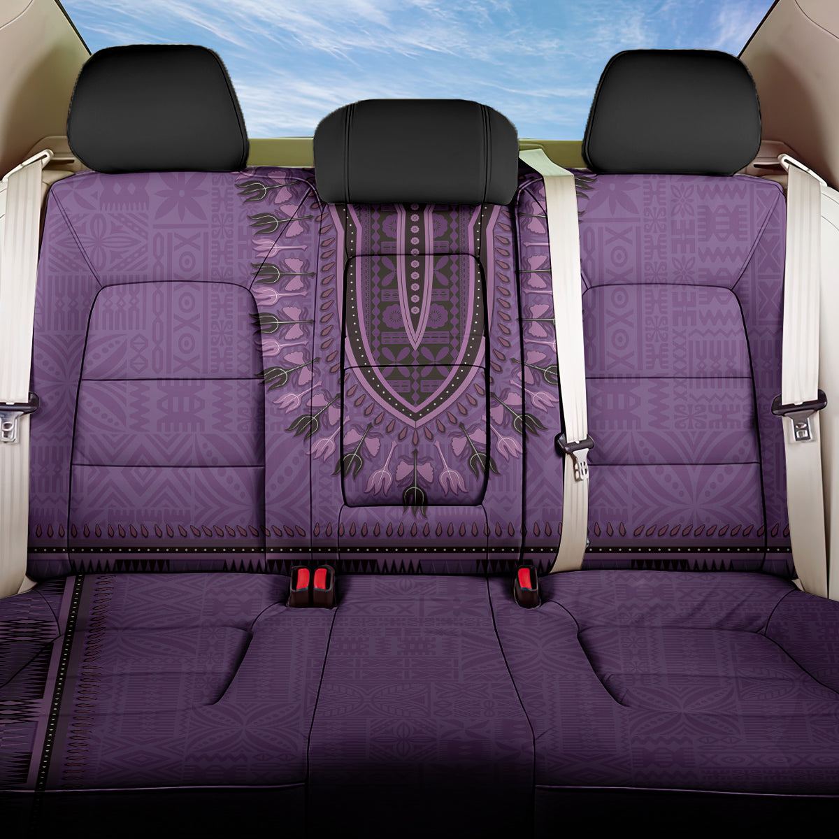 Purple African Dashiki With Fijian Tapa Pattern Back Car Seat Cover LT14