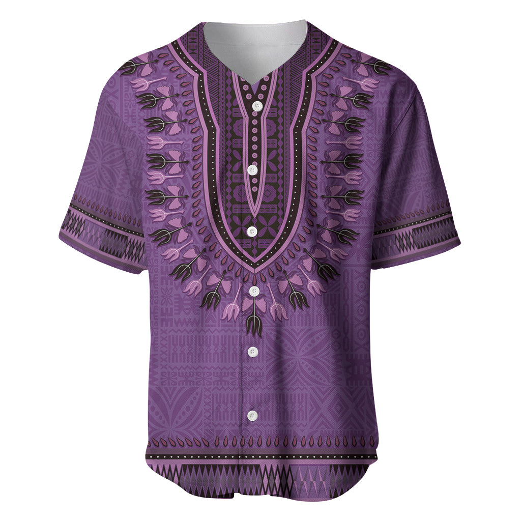 Purple African Dashiki With Fijian Tapa Pattern Baseball Jersey