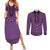 Purple African Dashiki With Fijian Tapa Pattern Couples Matching Summer Maxi Dress and Long Sleeve Button Shirt