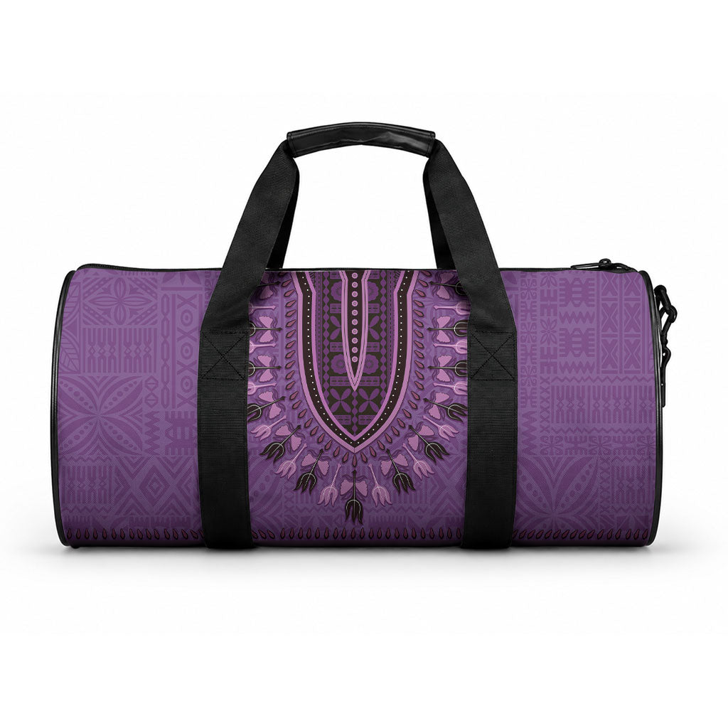 Purple African Dashiki With Fijian Tapa Pattern Duffle Bag LT14 One size Purple - Polynesian Pride