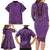 Purple African Dashiki With Fijian Tapa Pattern Family Matching Long Sleeve Bodycon Dress and Hawaiian Shirt