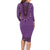 Purple African Dashiki With Fijian Tapa Pattern Family Matching Long Sleeve Bodycon Dress and Hawaiian Shirt