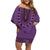 Purple African Dashiki With Fijian Tapa Pattern Family Matching Off Shoulder Short Dress and Hawaiian Shirt