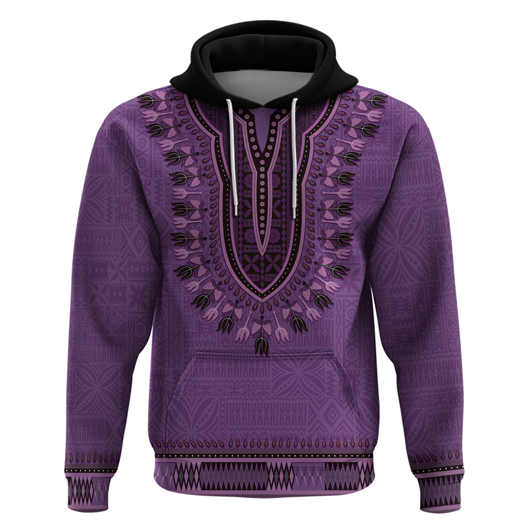 Purple African Dashiki With Fijian Tapa Pattern Hoodie