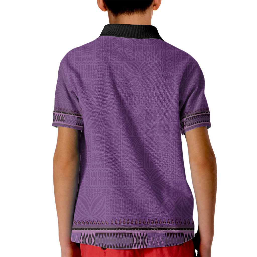 Purple African Dashiki With Fijian Tapa Pattern Kid Polo Shirt