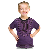 Purple African Dashiki With Fijian Tapa Pattern Kid T Shirt