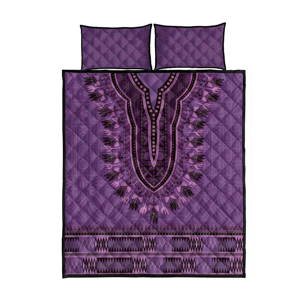 Purple African Dashiki With Fijian Tapa Pattern Quilt Bed Set