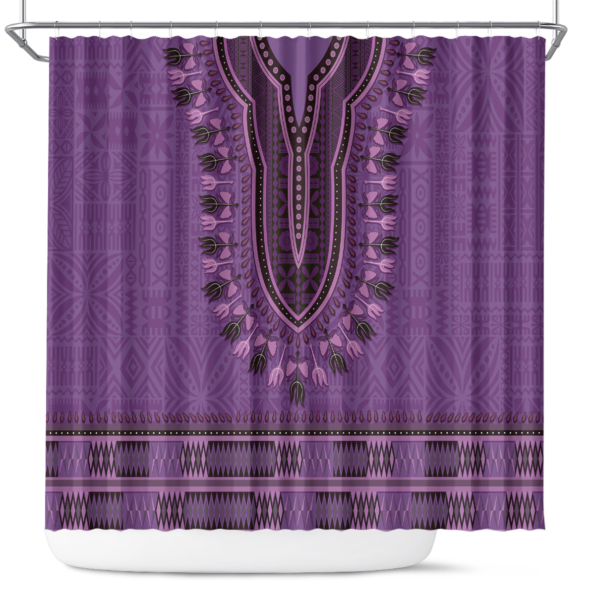 Purple African Dashiki With Fijian Tapa Pattern Shower Curtain