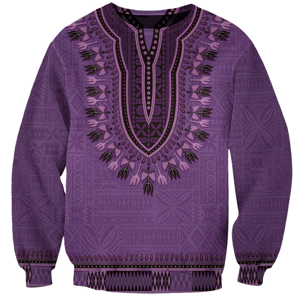 Purple African Dashiki With Fijian Tapa Pattern Sweatshirt
