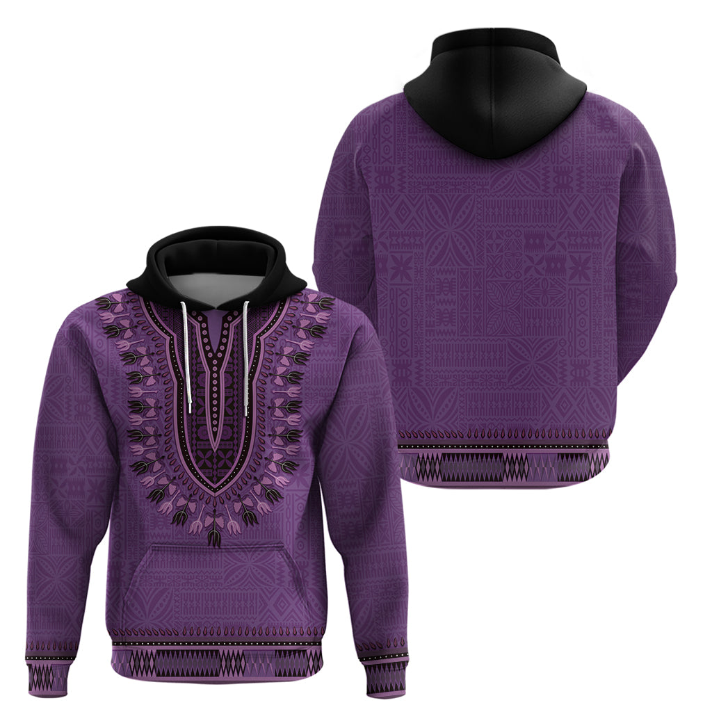 Purple African Dashiki With Fijian Tapa Pattern Zip Hoodie