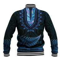 Blue African Dashiki With Aotearoa Maori Baseball Jacket Paua Shell Mix Silver Fern LT14 - Polynesian Pride