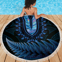 Blue African Dashiki With Aotearoa Maori Beach Blanket Paua Shell Mix Silver Fern LT14 - Polynesian Pride