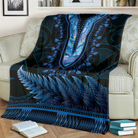 Blue African Dashiki With Aotearoa Maori Blanket Paua Shell Mix Silver Fern LT14 - Polynesian Pride