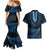 Blue African Dashiki With Aotearoa Maori Couples Matching Mermaid Dress and Hawaiian Shirt Paua Shell Mix Silver Fern