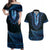 Blue African Dashiki With Aotearoa Maori Couples Matching Off Shoulder Maxi Dress and Hawaiian Shirt Paua Shell Mix Silver Fern