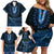 Blue African Dashiki With Aotearoa Maori Family Matching Off Shoulder Short Dress and Hawaiian Shirt Paua Shell Mix Silver Fern