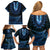 Blue African Dashiki With Aotearoa Maori Family Matching Off Shoulder Short Dress and Hawaiian Shirt Paua Shell Mix Silver Fern