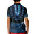 Blue African Dashiki With Aotearoa Maori Kid Polo Shirt Paua Shell Mix Silver Fern