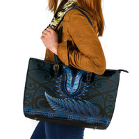 Blue African Dashiki With Aotearoa Maori Leather Tote Bag Paua Shell Mix Silver Fern LT14 Blue - Polynesian Pride