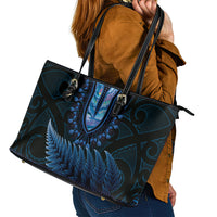 Blue African Dashiki With Aotearoa Maori Leather Tote Bag Paua Shell Mix Silver Fern LT14 - Polynesian Pride