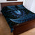 Blue African Dashiki With Aotearoa Maori Quilt Bed Set Paua Shell Mix Silver Fern