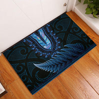Blue African Dashiki With Aotearoa Maori Rubber Doormat Paua Shell Mix Silver Fern LT14 Blue - Polynesian Pride