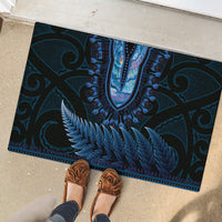 Blue African Dashiki With Aotearoa Maori Rubber Doormat Paua Shell Mix Silver Fern LT14 - Polynesian Pride