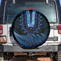 Blue African Dashiki With Aotearoa Maori Spare Tire Cover Paua Shell Mix Silver Fern LT14 Blue - Polynesian Pride