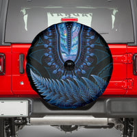 Blue African Dashiki With Aotearoa Maori Spare Tire Cover Paua Shell Mix Silver Fern LT14 - Polynesian Pride