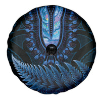 Blue African Dashiki With Aotearoa Maori Spare Tire Cover Paua Shell Mix Silver Fern LT14 - Polynesian Pride