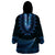 Blue African Dashiki With Aotearoa Maori Wearable Blanket Hoodie Paua Shell Mix Silver Fern