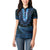 Blue African Dashiki With Aotearoa Maori Women Polo Shirt Paua Shell Mix Silver Fern