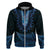 Blue African Dashiki With Aotearoa Maori Zip Hoodie Paua Shell Mix Silver Fern