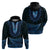 Blue African Dashiki With Aotearoa Maori Zip Hoodie Paua Shell Mix Silver Fern