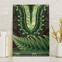 Lime Green African Dashiki With Aotearoa Maori Canvas Wall Art Paua Shell Mix Silver Fern LT14 Without Frame Lime Green - Polynesian Pride