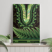 Lime Green African Dashiki With Aotearoa Maori Canvas Wall Art Paua Shell Mix Silver Fern LT14 - Polynesian Pride