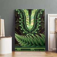 Lime Green African Dashiki With Aotearoa Maori Canvas Wall Art Paua Shell Mix Silver Fern LT14 - Polynesian Pride