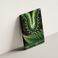 Lime Green African Dashiki With Aotearoa Maori Canvas Wall Art Paua Shell Mix Silver Fern LT14 - Polynesian Pride