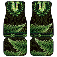 Lime Green African Dashiki With Aotearoa Maori Car Mats Paua Shell Mix Silver Fern LT14 - Polynesian Pride