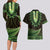 Lime Green African Dashiki With Aotearoa Maori Couples Matching Long Sleeve Bodycon Dress and Hawaiian Shirt Paua Shell Mix Silver Fern