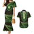 Lime Green African Dashiki With Aotearoa Maori Couples Matching Mermaid Dress and Hawaiian Shirt Paua Shell Mix Silver Fern