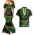 Lime Green African Dashiki With Aotearoa Maori Couples Matching Mermaid Dress and Hawaiian Shirt Paua Shell Mix Silver Fern