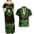 Lime Green African Dashiki With Aotearoa Maori Couples Matching Off Shoulder Maxi Dress and Hawaiian Shirt Paua Shell Mix Silver Fern