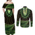 Lime Green African Dashiki With Aotearoa Maori Couples Matching Off Shoulder Maxi Dress and Long Sleeve Button Shirt Paua Shell Mix Silver Fern